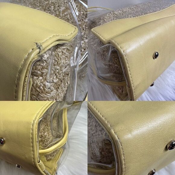 💯Authentic Chanel  PVC Yellow Leather Raffia Shopping Tote🍀 - Picture 15 of 17